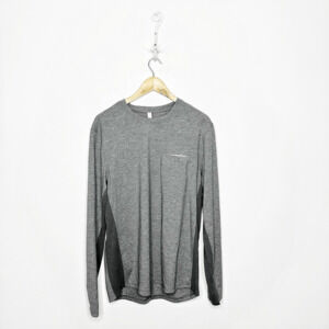 Lululemon Mens Gray Long Sleeve Front Pocket Tee crewneck panels Size L Large